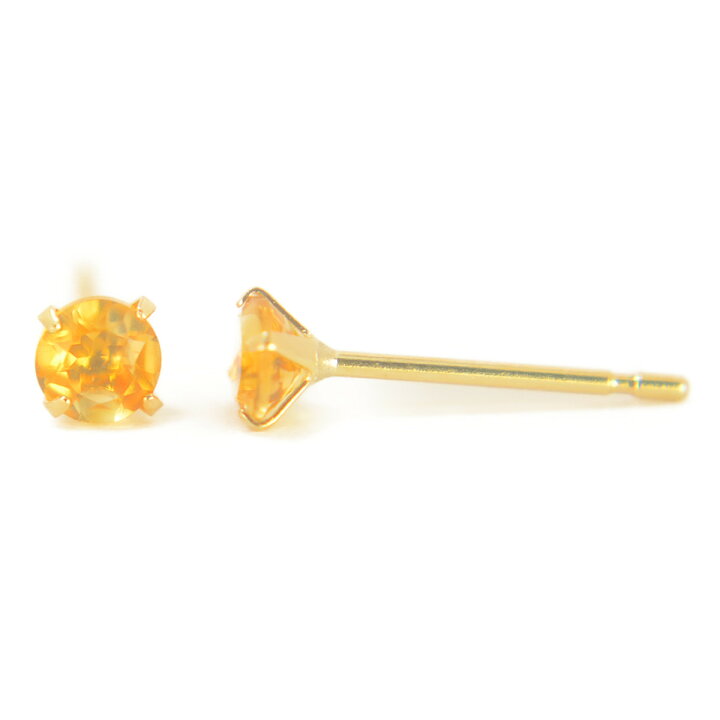 楽天市場】【先行クーポン配布中】K18天然シトリンピアス 3mm シトリン  