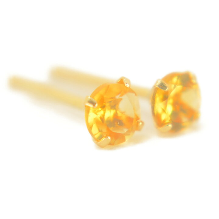 楽天市場】【先行クーポン配布中】K18天然シトリンピアス 3mm シトリン  