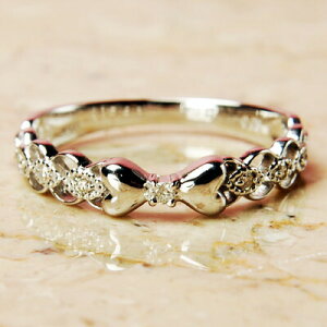 【P10倍28日23:59まで】【送料無料】WGホワイトゴールド天然ダイヤモンドリボンリング【3号〜から製作できますので、ピンキーリングにも♪】【ダイヤリボンリング】【刻印無料】