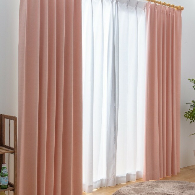 楽天市場】カーテン 幅200cm×丈60cm1枚 ピンク 完全遮光 遮光1級