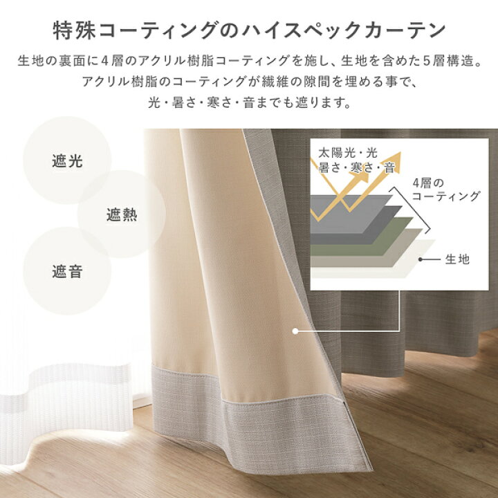 楽天市場】日本製 1級遮光 ドレープカーテン 単品 幅100×丈220cm 2枚入 