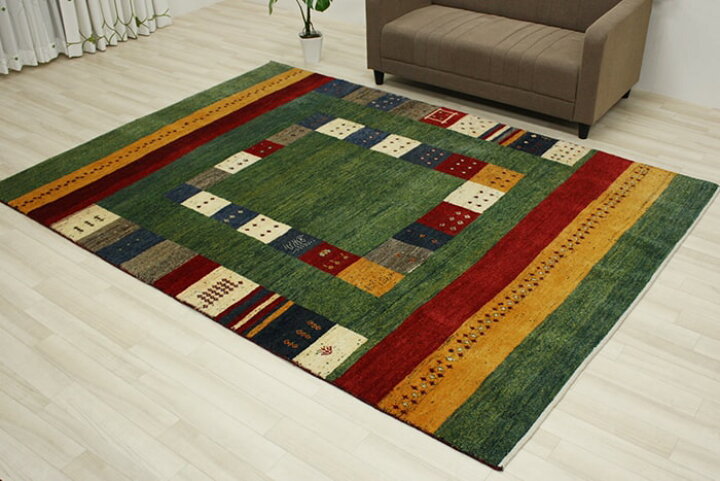 楽天市場】ペルシャギャベ ラグ カーペット ウール100% ギャッベ 絨毯  