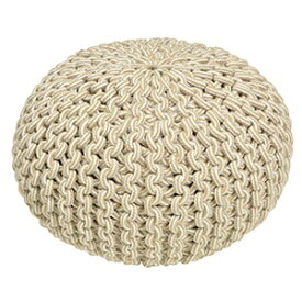 クッション コットン 100% インド綿 北欧 スツール ビーズ クッション かわいい SNS映え 椅子 オットマン プフ ブレイド(H) 直径50cm×高さ35cm BRAID 丸型 円形 モロッコ風 ナチュラル シンプル おしゃれ ロープ チューブ ニット インテリア 引っ越し 新生活