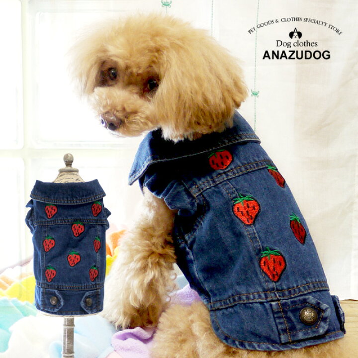 楽天市場】いちご刺繍デニムジャケット ドッグウエア 小型犬 犬服 