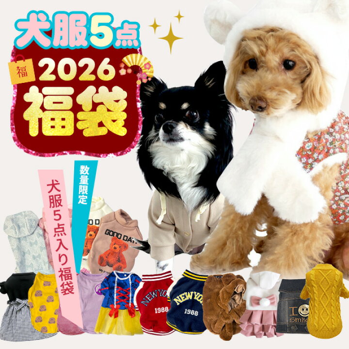 楽天市場】2026わんわん福袋 5点入り ドッグウエア ラッキーバッグ 