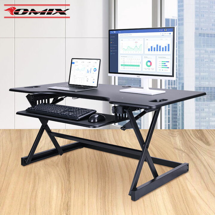 楽天市場 昇降デスク スタンディングデスク 卓上 机上 デスク 折りたたみ 無段階 幅1160 インテリア イラストレーター ガス キーボード 収納 組み立て不用 在宅 座卓 在宅勤務 手動式 Netの穴場omix