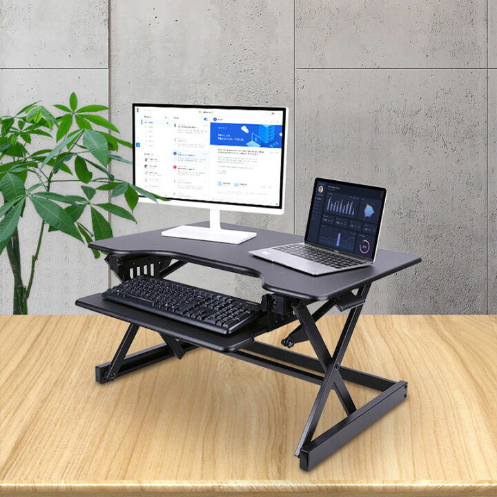 楽天市場 昇降デスク スタンディングデスク 卓上 机上 デスク 折りたたみ 無段階 幅800 インテリア イラストレーター ガス キーボード 収納 組み立て不用 在宅 座卓 在宅勤務 手動式 Netの穴場omix
