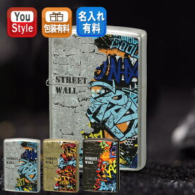 ジッポー ZIPPO オイルライター ストリート ウォール STREET WALL カラフル 銀バレル SW-KA 真鍮バレル SW-KB 黒ニッケル SW-KC インクジェット印刷 エッチング メンズ レディース 豪華 喫煙具