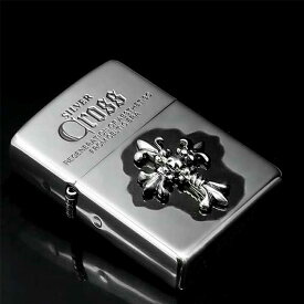 ジッポー ZIPPO ライター クロスメタル 純銀メタル貼り 全4色 エッチング加工 SILVER CROSS オイルライター 喫煙具