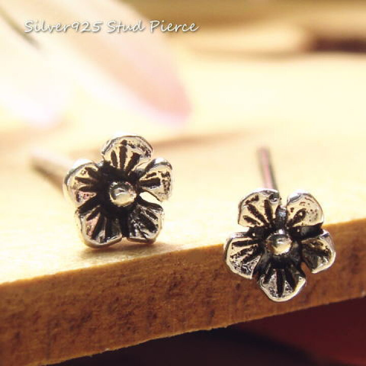 楽天市場 シルバーピアス 花 フラワー スタッドピアス 桜 さくら サクラ シルバー925 Silver925 シルバーアクセサリー スタッドピアス レディースピアス 小さい 立体感 アクセサリーのyukatanゆかたん