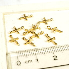 ひし形と丸で出来たクロス 十字架 つぶつぶ ゴールド シルバー 10個1セット アクセサリーパーツ 手作り ハンドメイド 材料