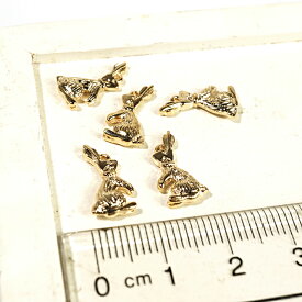 ウサギ うさぎ 兎 動物 アニマル ゴールド アンティークゴールド 真鍮古美 5個1セット アクセサリーパーツ 手作り ハンドメイド 材料