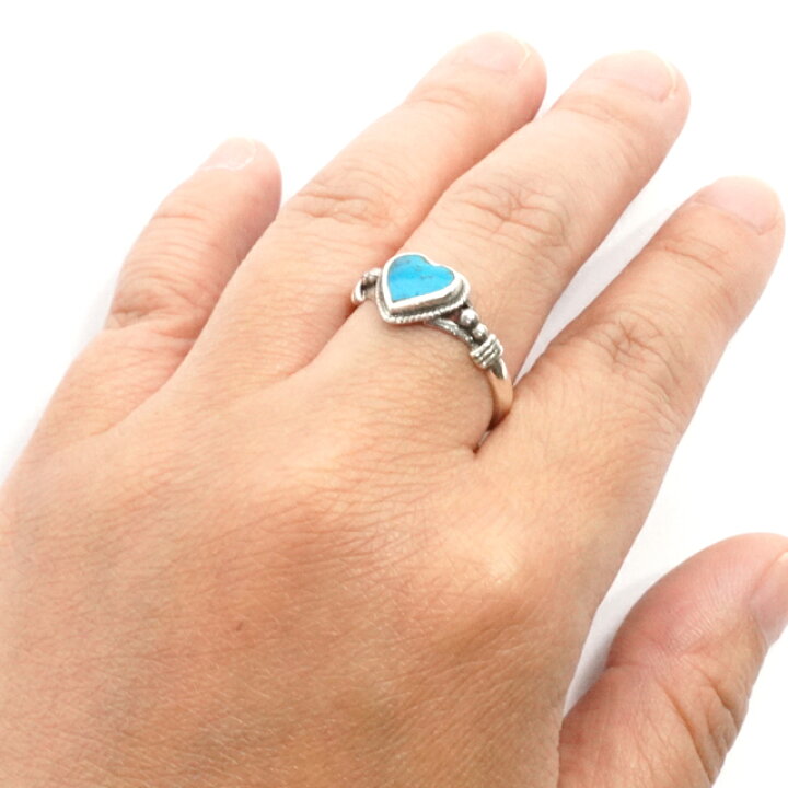 楽天市場】シルバーリング ハート ターコイズ デザインリング トルコ石  