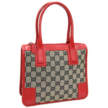 グッチハンドバッグGG000.0856ベージュネイビーレッドキャンバスレザー中古トートバック紺ミニバッグ赤GUCCI