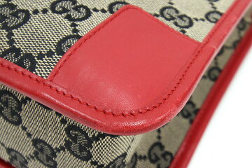 グッチハンドバッグGG000.0856ベージュネイビーレッドキャンバスレザー中古トートバック紺ミニバッグ赤GUCCI