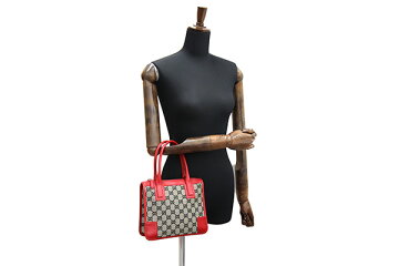 グッチハンドバッグGG000.0856ベージュネイビーレッドキャンバスレザー中古トートバック紺ミニバッグ赤GUCCI