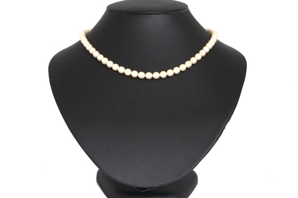 MIKIMOTO Necklace Pearl K14 Wg 6.5Mm 7Mm White Gold Choker Women's