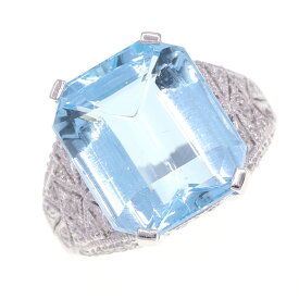 ブルートパーズ ダイヤモンド リング K18WG 12.5号 中古 指輪 アクセサリー ジュエリー 宝石 レディース 女性 婦人 ストーン 天然石 BlueTopaz Diamond