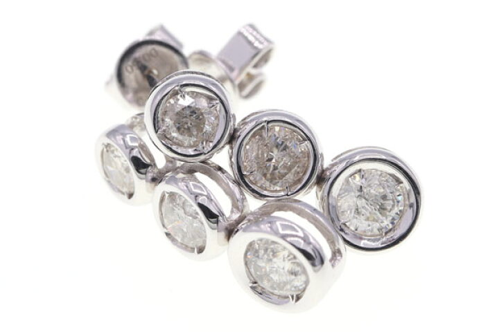 楽天市場】ダイヤモンド ピアス スリーストーン D1.00ct 750WG 中古  