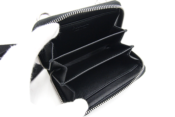 プラダ カードケース 2MR021 ブラック レザー 中古 カードホルダー ショルダー ミニウォレット メンズ レディース PRADA |  夢市場プレミア