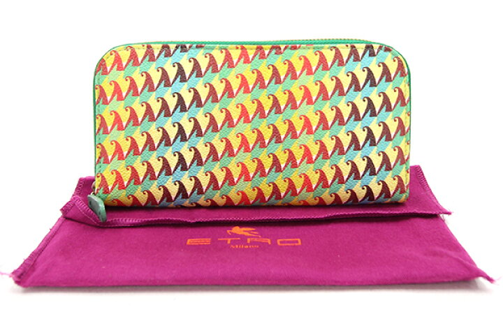 楽天市場】エトロ ラウンドファスナー長財布 1B107 グリーン イエロー 
