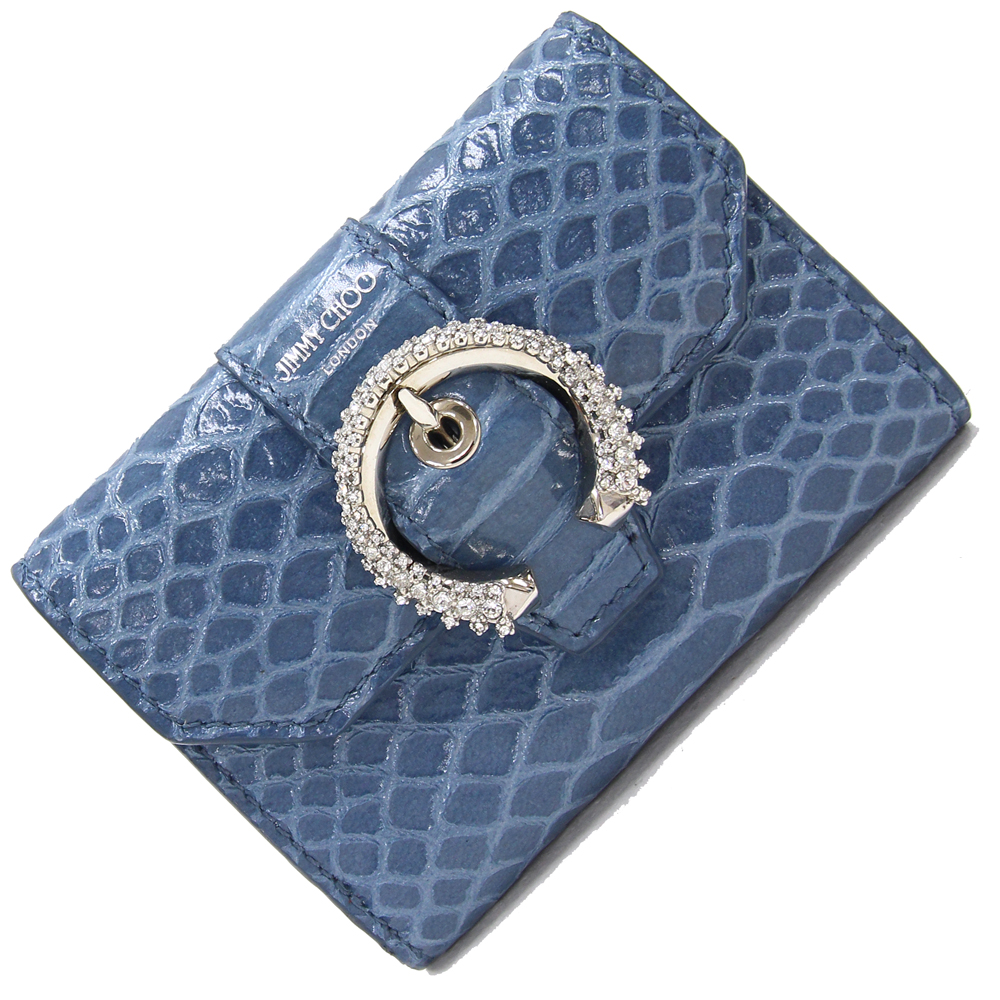 楽天市場】ジミーチュウ 二つ折り財布 ブルー パイソン型押しレザー