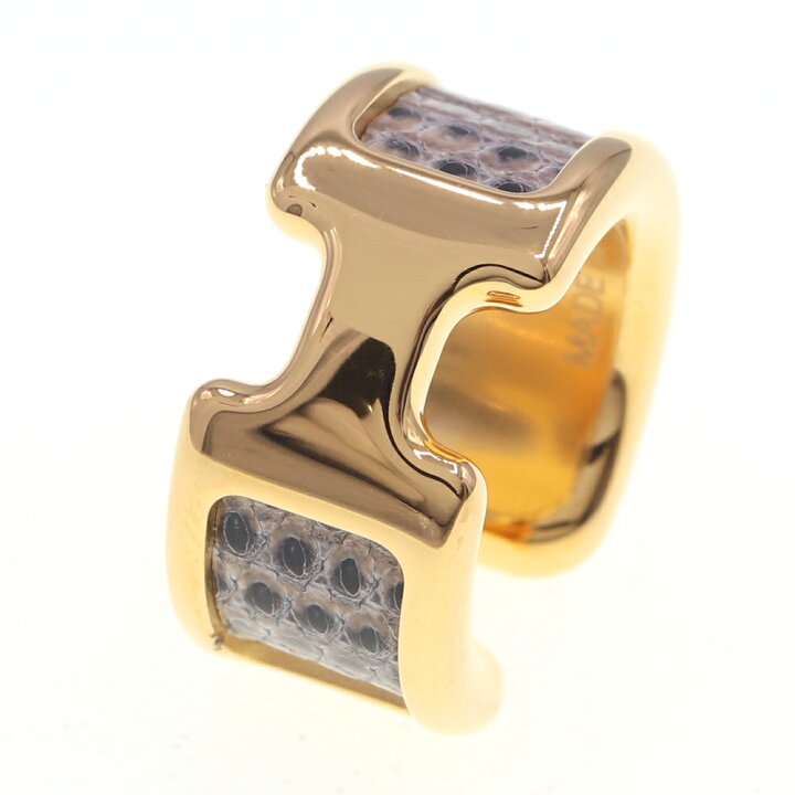 未使用】エルメス HERMES イヤーカフ オランプPM ゴールド×リザード  