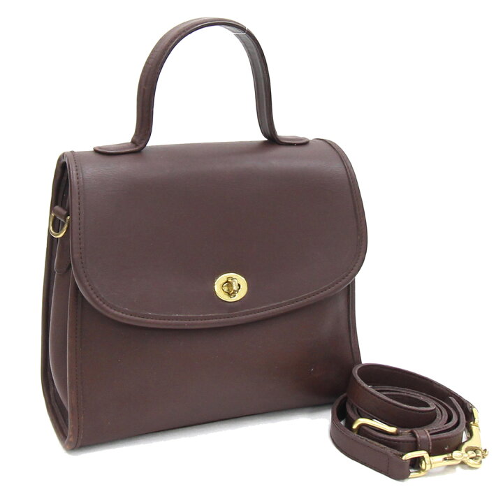 楽天市場】コーチ 2WAYハンドバッグ 9977 ダークブラウン レザー 中古  