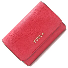 フルラ 三つ折り財布 レッド レザー 中古 コンパクトウォレット ミニサイフ レディース 赤 FURLA