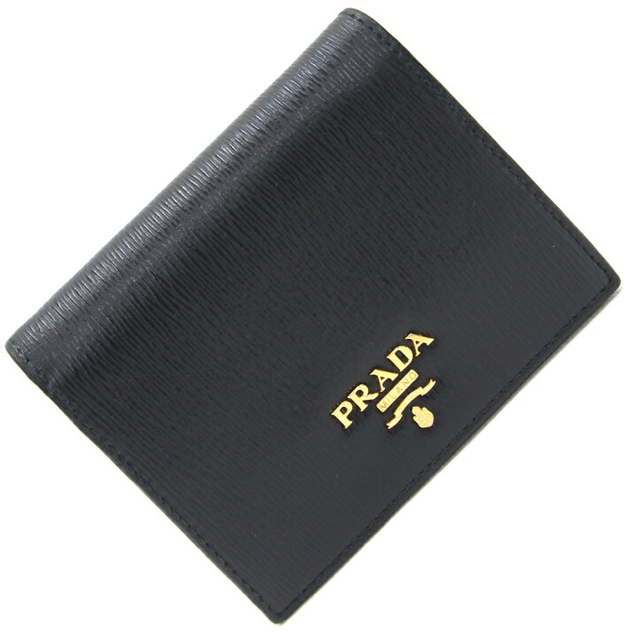 楽天市場】プラダ 二つ折り財布 1MV204 ブラック レザー 中古 