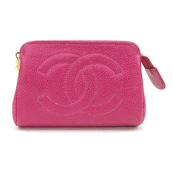 楽天市場】シャネル ポーチ ココマーク ピンク キャビアスキン 中古  