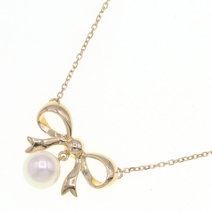 楽天市場】ミキモト ネックレス リボンモチーフ パール7.3mm K18YG  