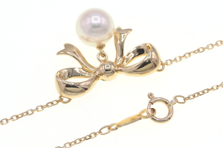 楽天市場】ミキモト ネックレス リボンモチーフ パール7.3mm K18YG  