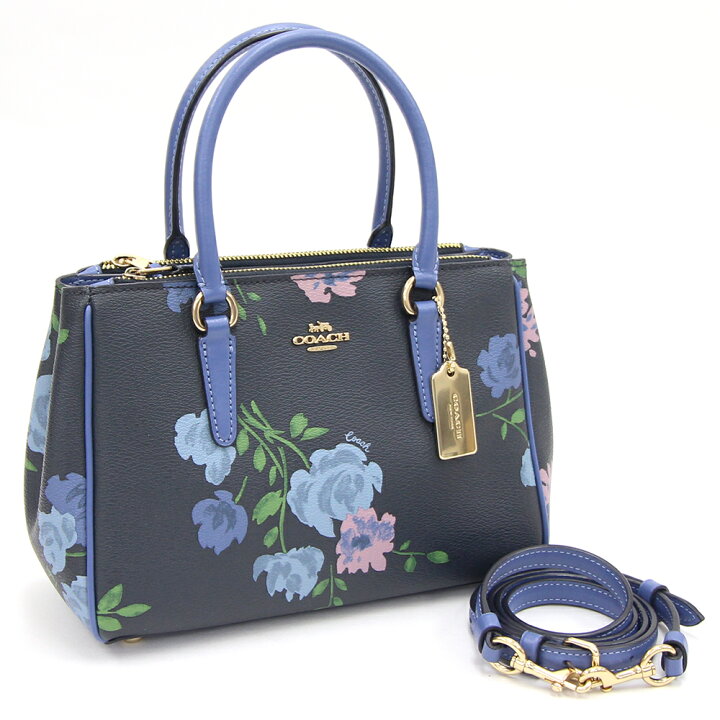 COACH】フラワー柄 2WAY ハンドバッグ ネイビー コーチハンドバッグ