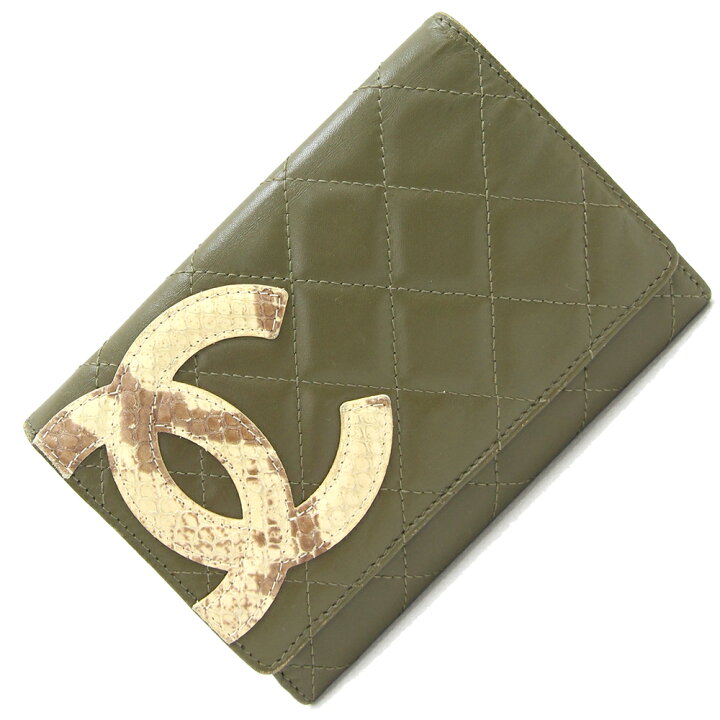 楽天市場】シャネル 二つ折り財布 カンボンライン A26722 カーキ  