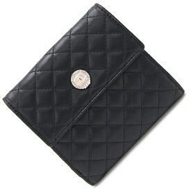 シャネル Wホック財布 ブラック レザー 中古 二つ折り財布 コンパクトウォレット ココマーク レディース CHANEL