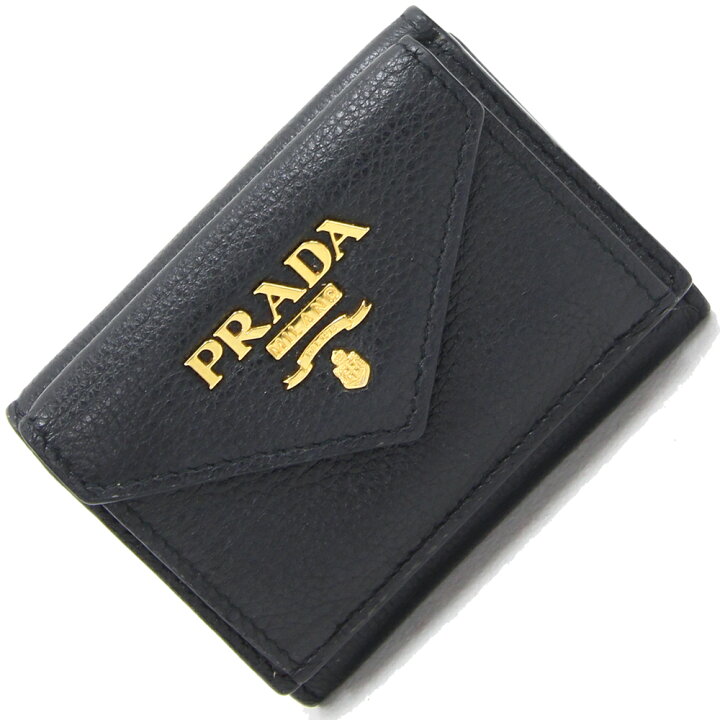 楽天市場】プラダ 三つ折り財布 1MH021 ブラック レッド レザー 中古  