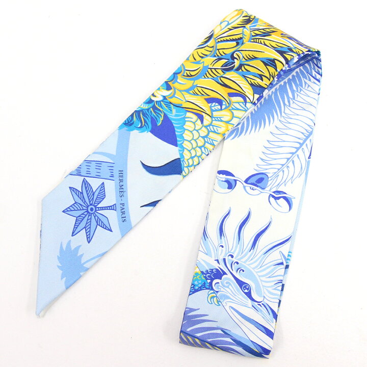 楽天市場】□エルメス スカーフ ツイリー ホワイト ブルー マルチ  