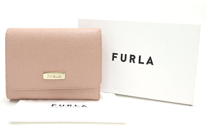 楽天市場】フルラ 三つ折り財布 ピンクベージュ レザー 中古  
