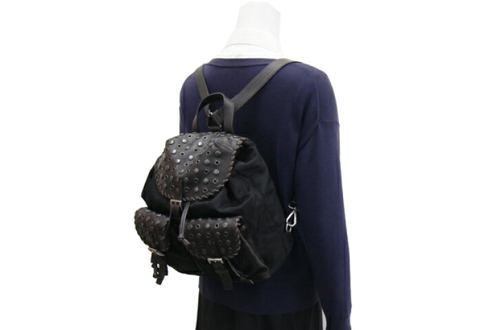 楽天市場】プラダ バックパック ブラック ダークブラウン ナイロン 