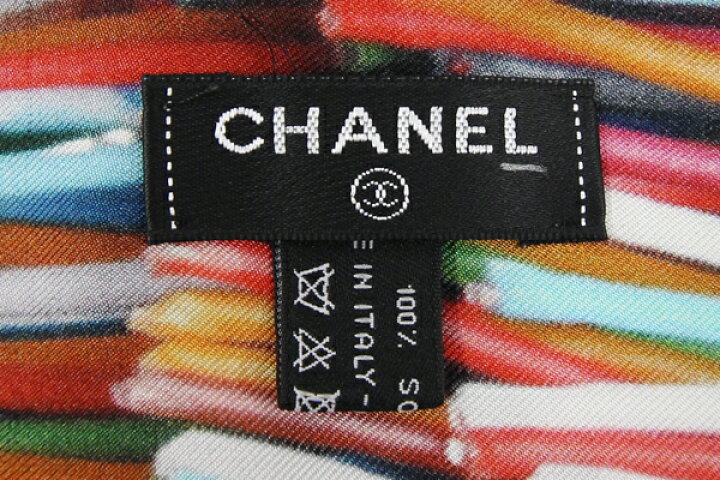 楽天市場】シャネル 大判ストール ホワイト マルチカラー シルク100  