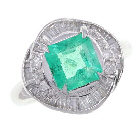 エメラルド ダイヤモンド リング E1.36ct D0.73ct Pt900 12号 中古 指輪 アクセサリー ジュエリー 宝石 ストーン レディース Emerald Diamond