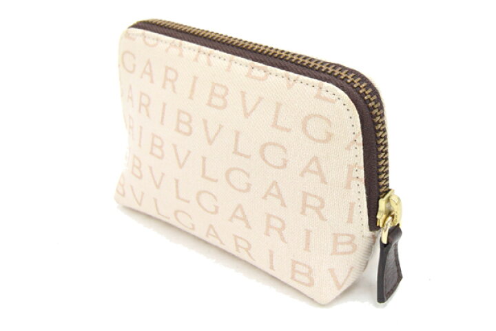 楽天市場】ブルガリ ポーチ ロゴマニア ベージュ ダークブラウン  