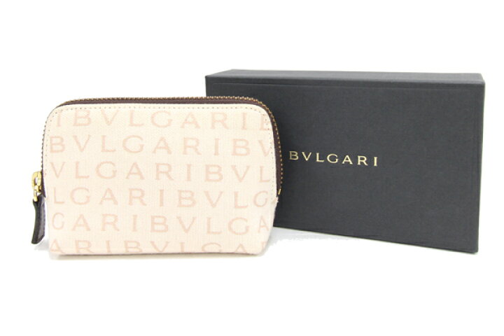 楽天市場】ブルガリ ポーチ ロゴマニア ベージュ ダークブラウン  