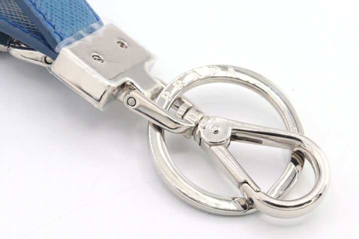 楽天市場】プラダ キーホルダー 2PP040 ブルー シルバー金具 レザー 