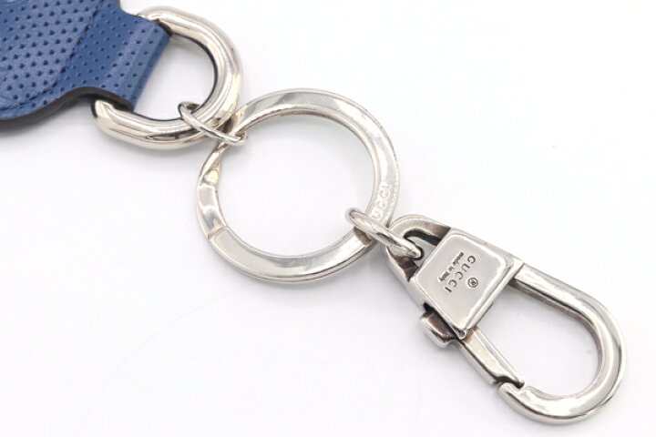 楽天市場】グッチ キーホルダー GGエンボス 624607 ブルー レザー 中古 