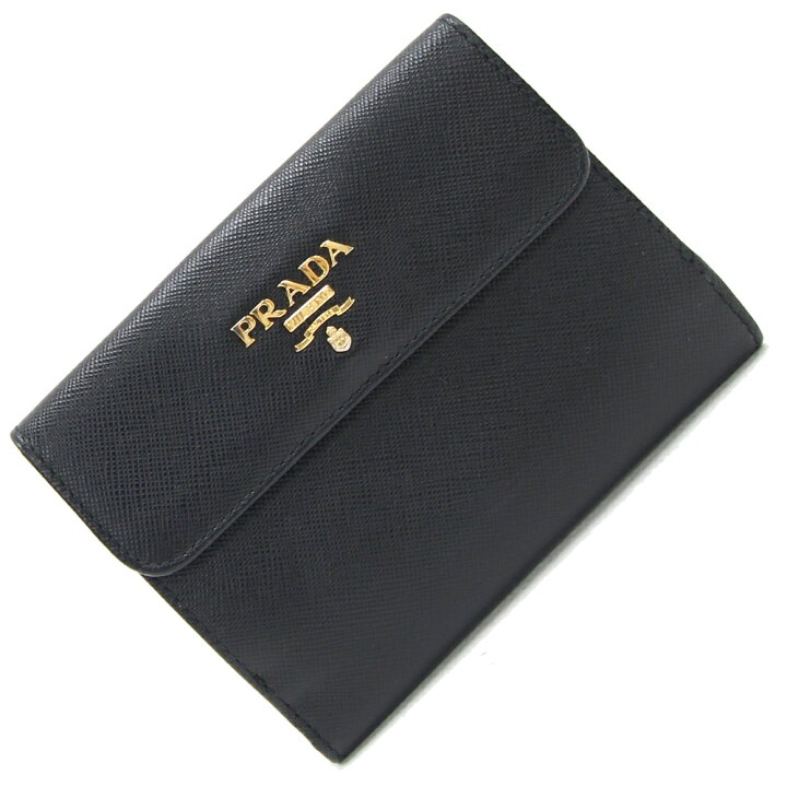 楽天市場】プラダ 二つ折り財布 1MO523 ブラック レザー 中古 