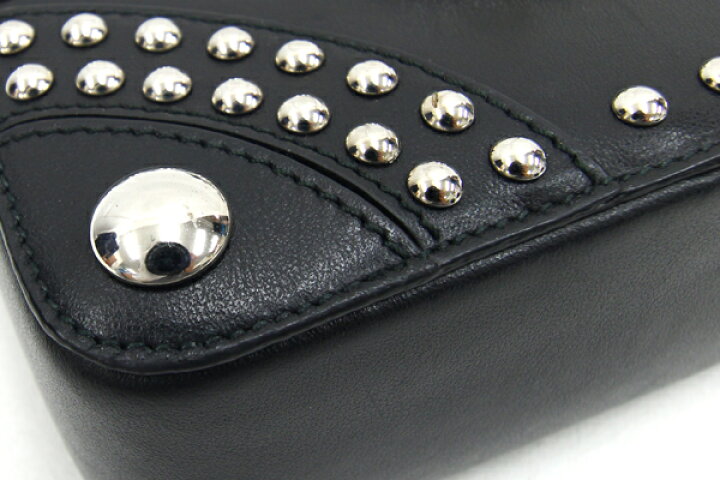 楽天市場】プラダ ポーチ スタッズ 1N1843 ブラック レザー 中古  