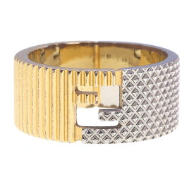 フェンディ リング FF 7AJ774 シルバー ゴールド メタル サイズS 中古 指輪 アクセサリー FFロゴ メンズ FENDI