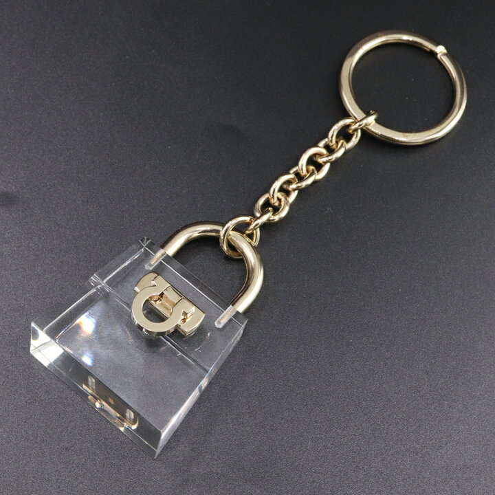 楽天市場】フェラガモ キーホルダー ガンチーニ クリア ゴールド金具  